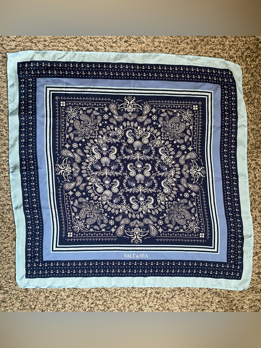Navy and Light Blue Bandana Scarf